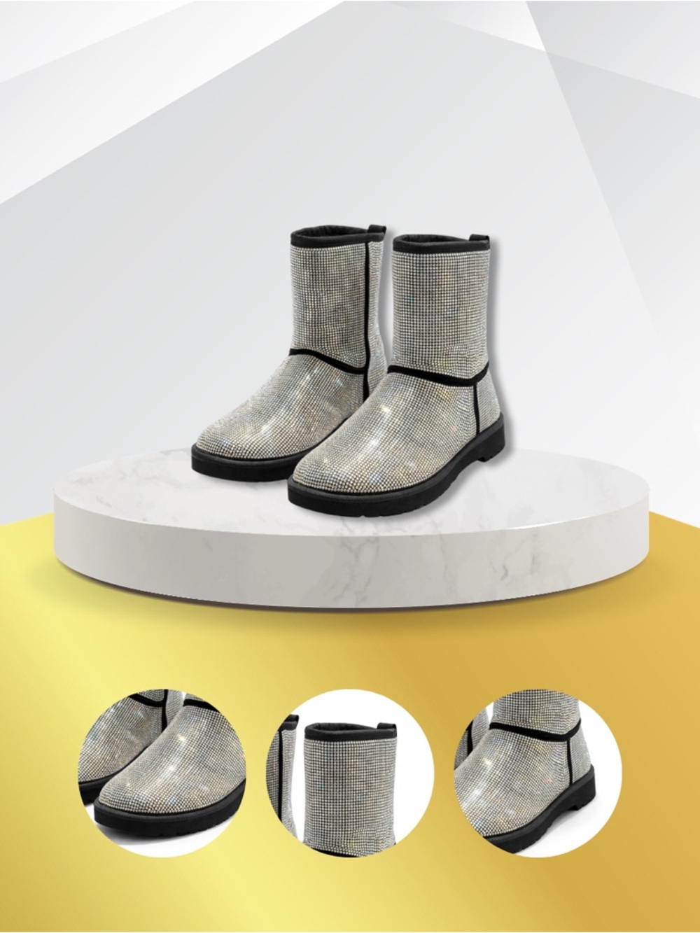 Shimmer Luxe: Premium Rhinestone Comfort Boots